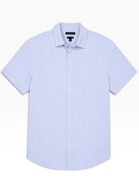 Banana Republic Sky Blue Short Sleeve Linen Button-Down Shirt
